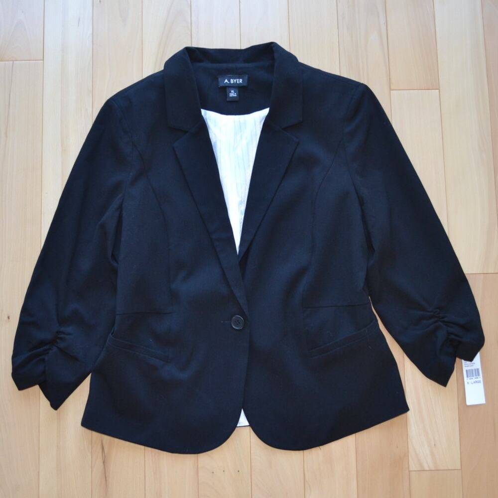 NWT A. Byer Blazer Suit Jacket Black Size XL